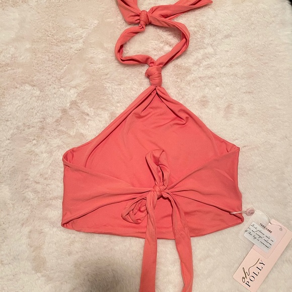 Oh Polly We Found Love crop halter top cross neck knot front - Picture 5 of 5